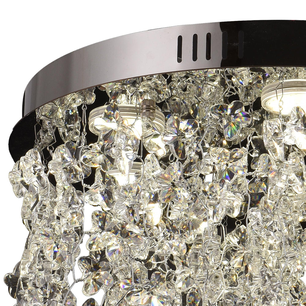 Lustre LED plafonnier à pampilles de cristal, chrome poli Ø 40 cm