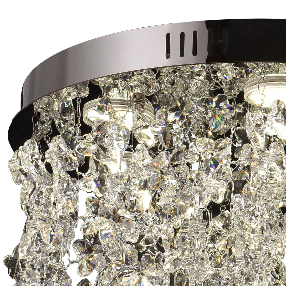 Lustre LED plafonnier à pampilles de cristal, chrome poli Ø 40 cm