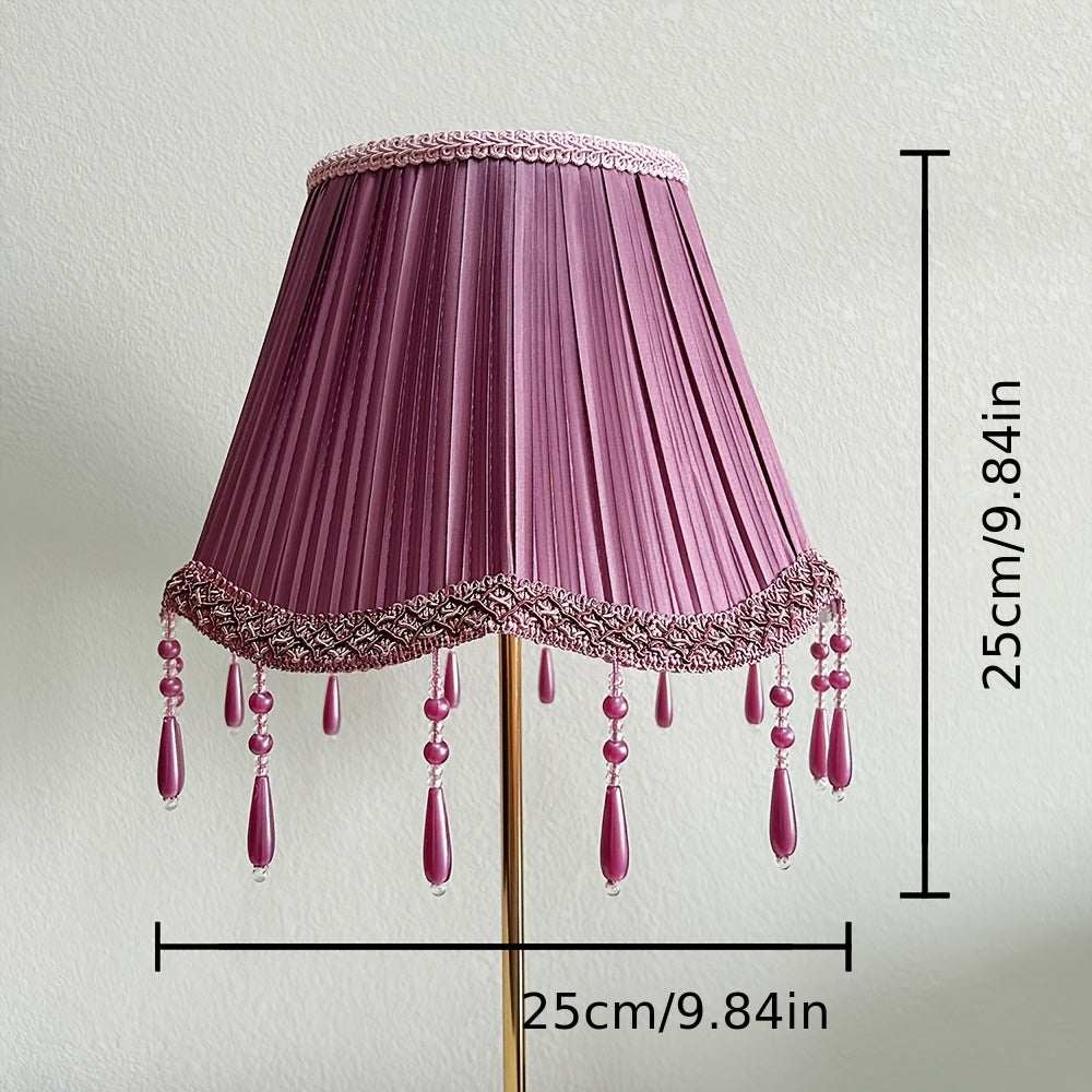 Abat-jour plissé violet prune à pendeloques en gouttes, Ø 25 cm