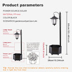 Lampadaire solaire 85 cm à jardinière hexagonale et lanterne suspendue
