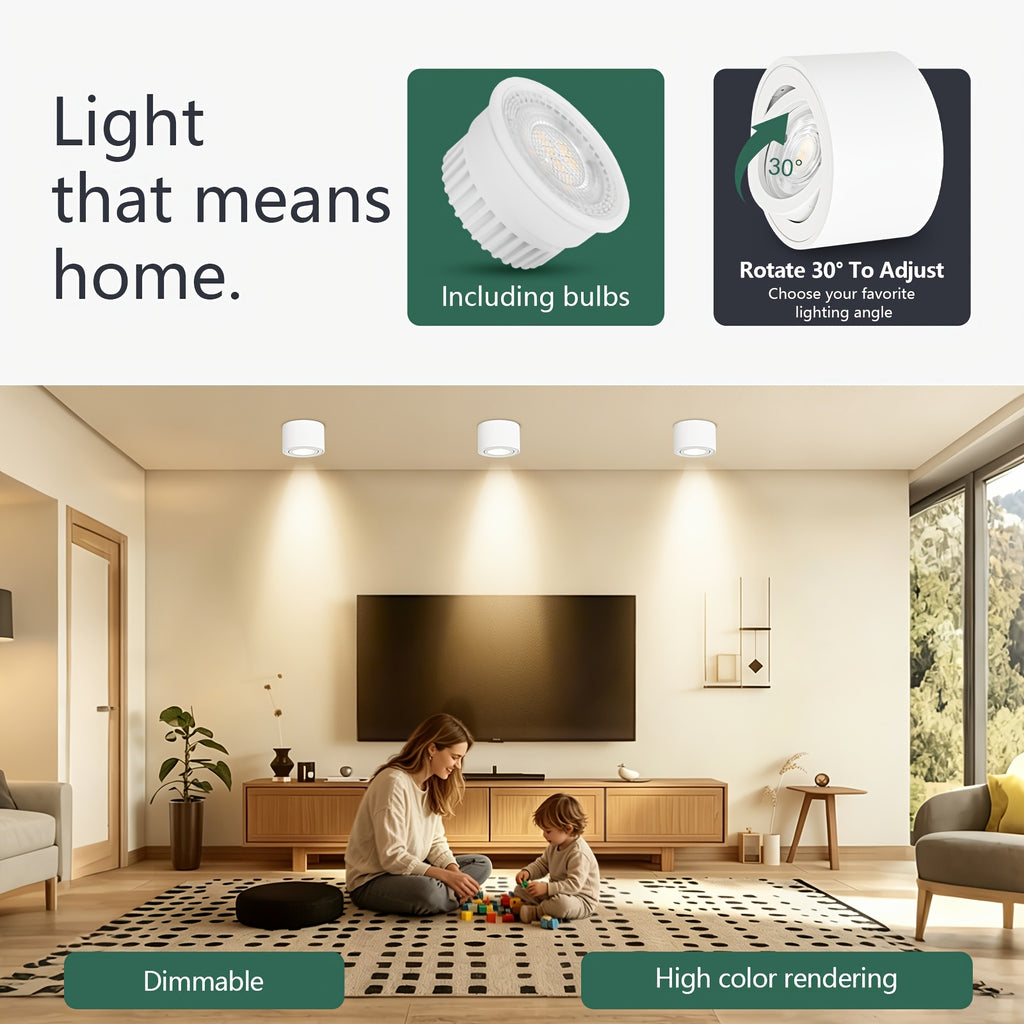 Lot de 4 spots LED en saillie orientables, cylindre en aluminium