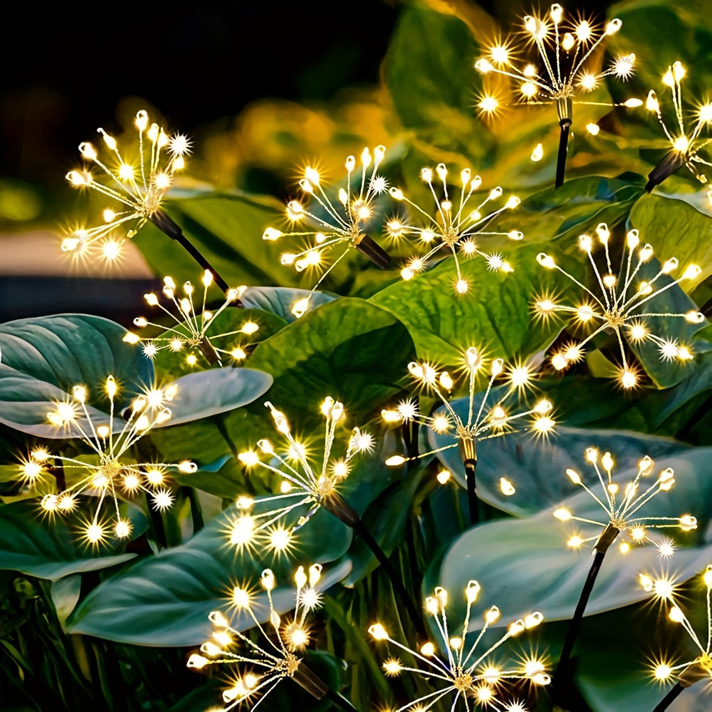 Lampe solaire de jardin feu d'artifice, 120 LED sur 6 tiges souples