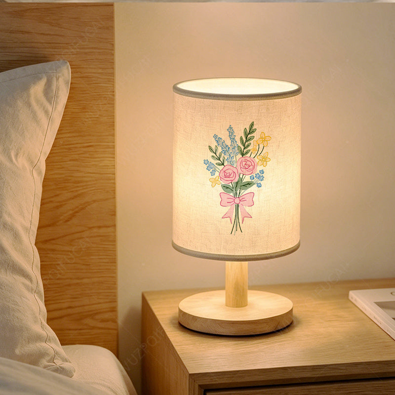 Lampe de chevet en tissu au bouquet champêtre noué