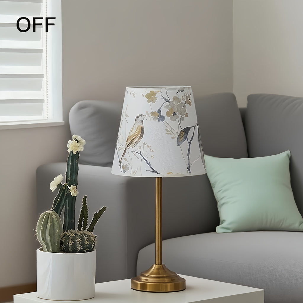 Lot de 2 petits abat-jour en tissu imprimé oiseaux et fleurs