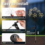Lampe solaire de jardin feu d'artifice, 120 LED sur 6 tiges souples