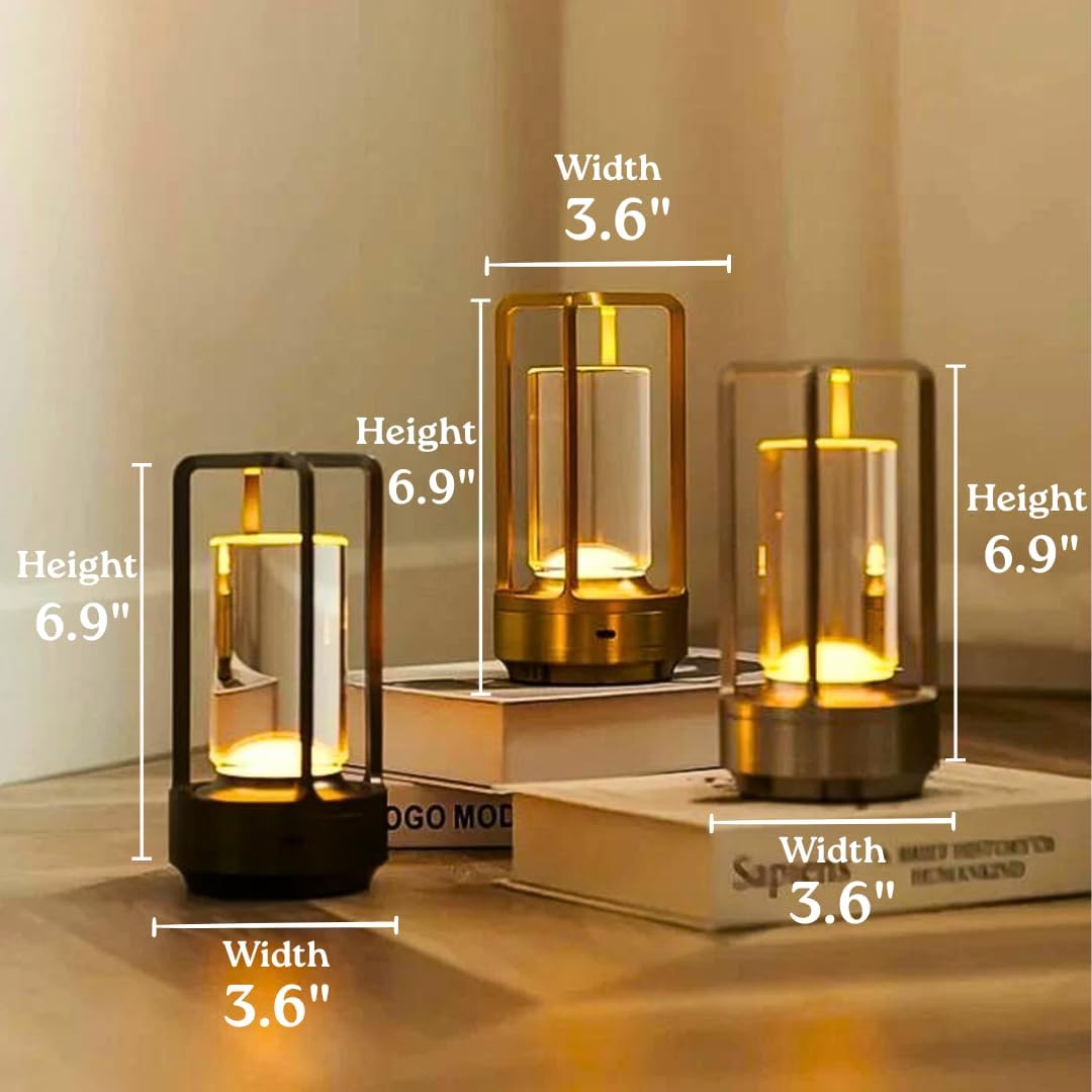 Lampe sans fil rechargeable tactile à cylindre transparent, argentée
