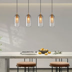 Lot de 2 suspensions capsule en verre clair et grille dorée, E27