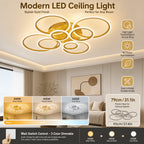 Plafonnier LED multi-anneaux Ø 79 ou 95 cm, blanc, noir ou doré