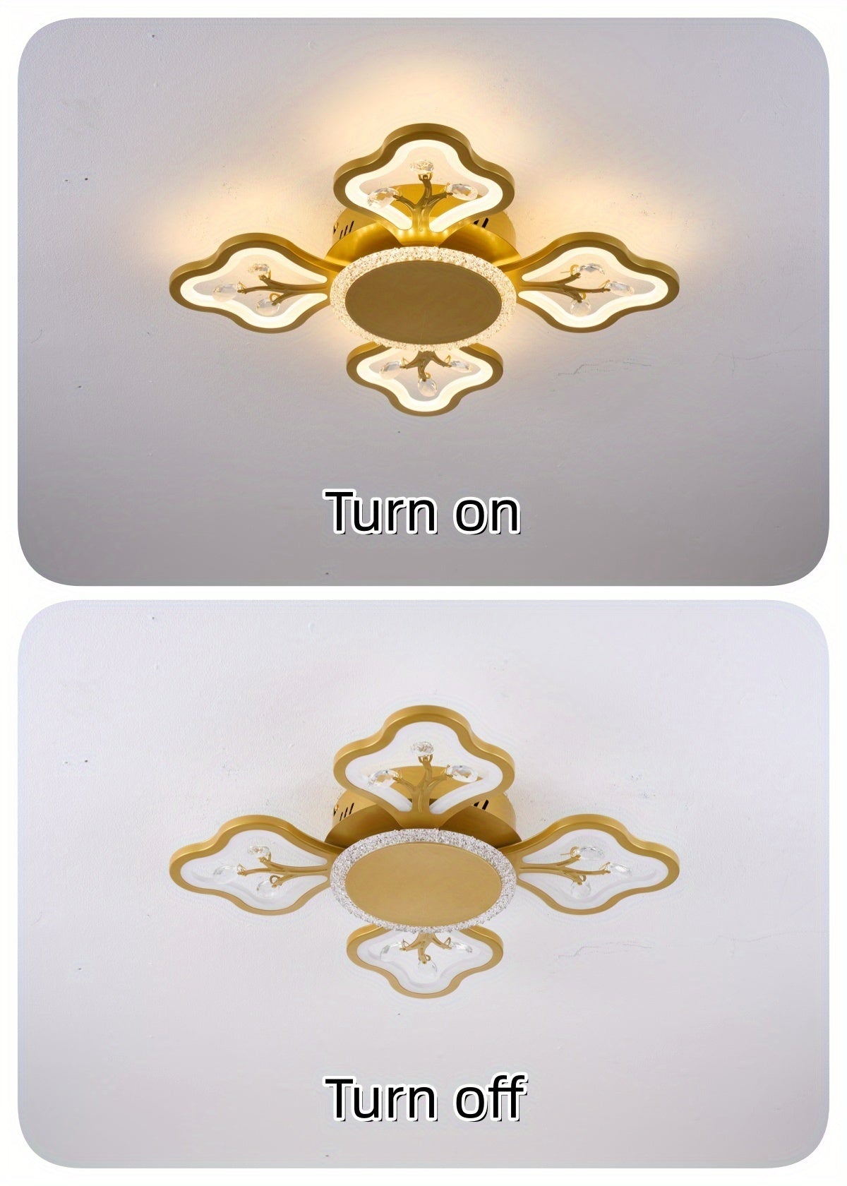 Plafonnier LED fleur à quatre pétales 58 cm, trois teintes