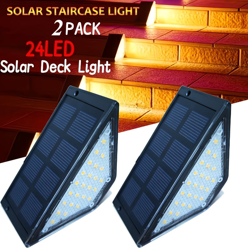 Applique solaire de marche triangulaire 24 LED, IP65, lot de 2