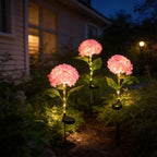 Lampe solaire fleur d'hortensia sur tige de 71 cm, 4 coloris