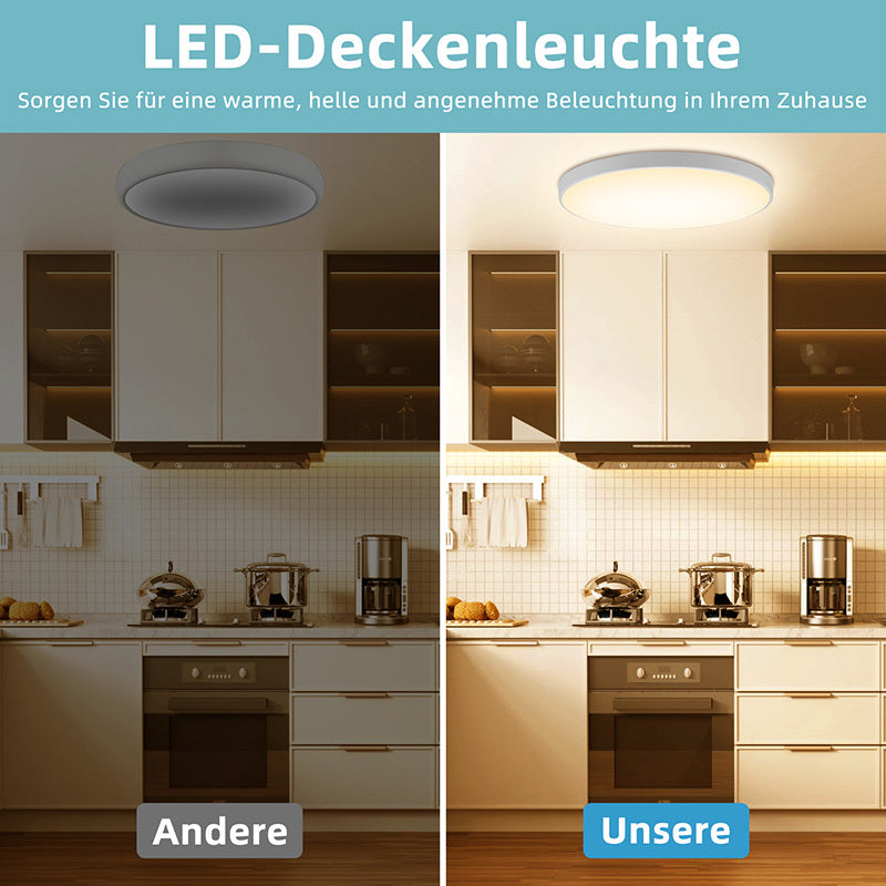Lot de 4 plafonniers LED ronds extra-plats Ø 23 cm, blanc chaud