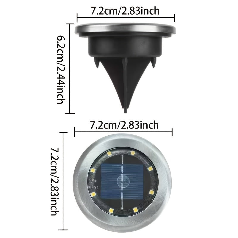 Spot solaire de sol multicolore 8 LED, Ø 7,2 cm, lot de 8 ou de 12