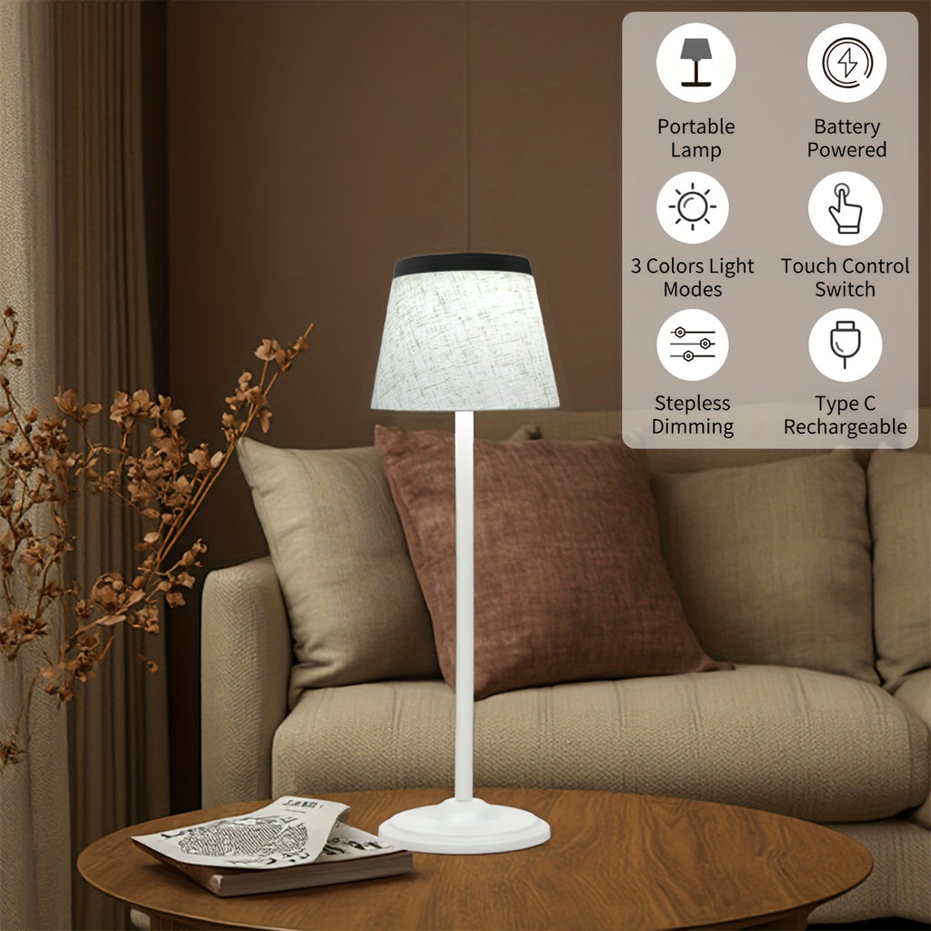 Lampe de table LED sans fil à abat-jour en tissu, 37,5 cm, 4 coloris