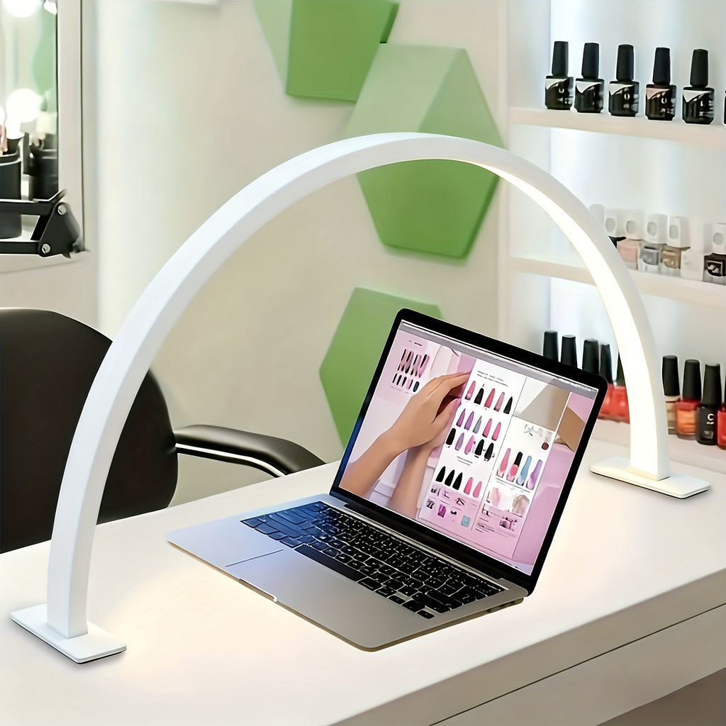 Lampe de bureau LED demi-lune blanche, arche de 42 cm à 3 teintes