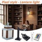 Applique murale lanterne pixel LED RVB rechargeable, télécommande