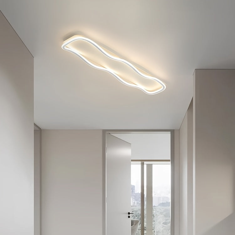 Plafonnier LED long en forme de vague, 60 cm, doré, blanc ou noir