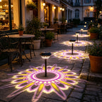 Lot de 2 lampes solaires à projection florale, table, mur ou piquet