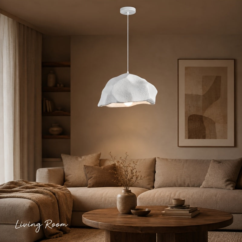 Suspension effet roche blanche texturée, 45 cm, esprit japonais