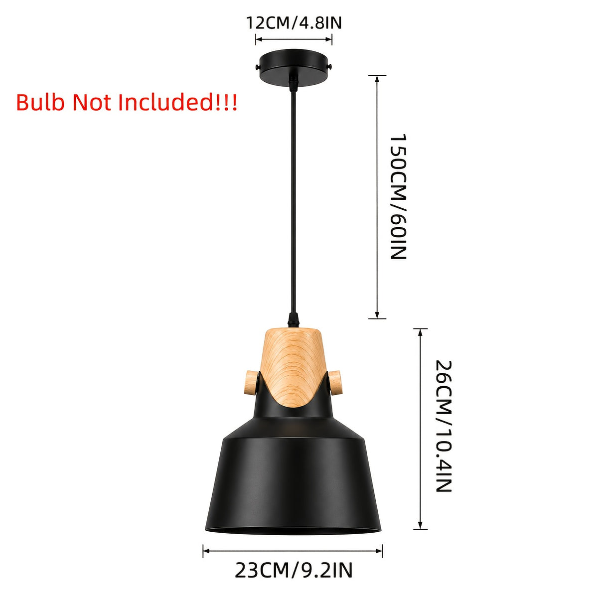 Suspension trompette, col effet bois, jaune, rose, noir ou blanc