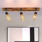Plafonnier en bois flammé à spots orientables, 2 ou 3 lumières