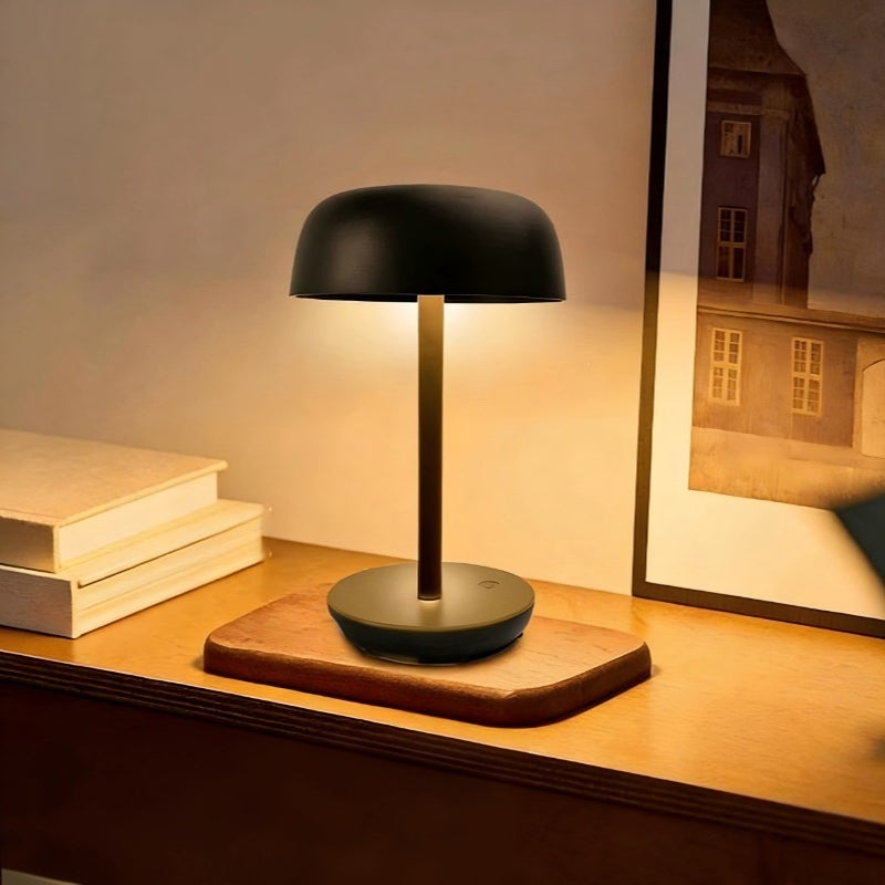 Lampe de table champignon solaire et USB-C, tactile, noire ou blanche