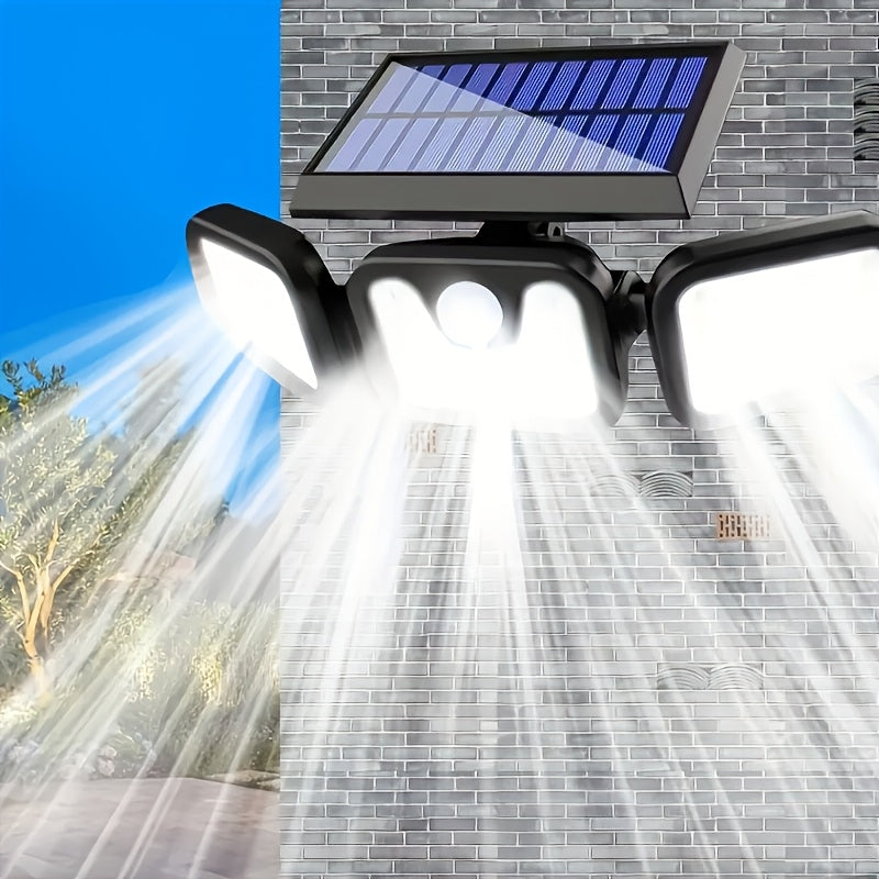 Applique solaire 74 LED à trois têtes orientables