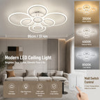 Plafonnier LED multi-anneaux Ø 79 ou 95 cm, blanc, noir ou doré