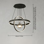 Lustre LED à deux anneaux croisés et globe fleuri, Ø 45 cm