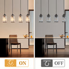 Suspension 3 ou 4 cylindres en verre taillé, barre noire 40 ou 58 cm