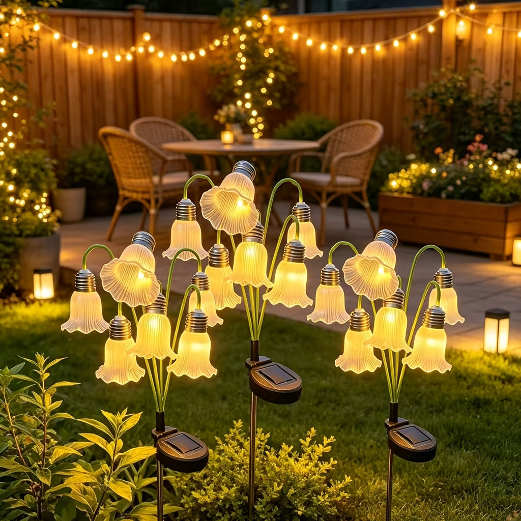 Lampe solaire fleur à clochettes sur piquet de 65 cm, IP44