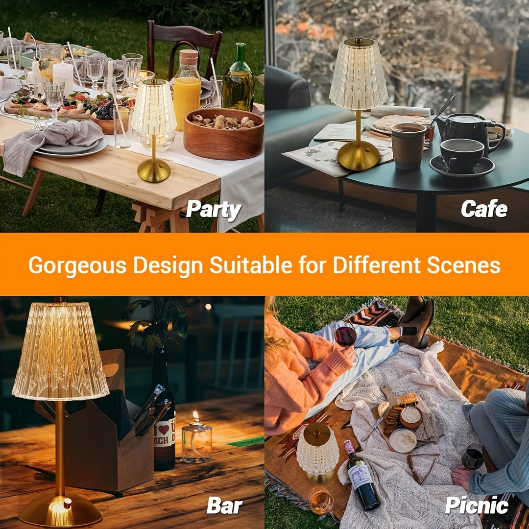Lot de 2 lampes de table tactiles à abat-jour taillé transparent