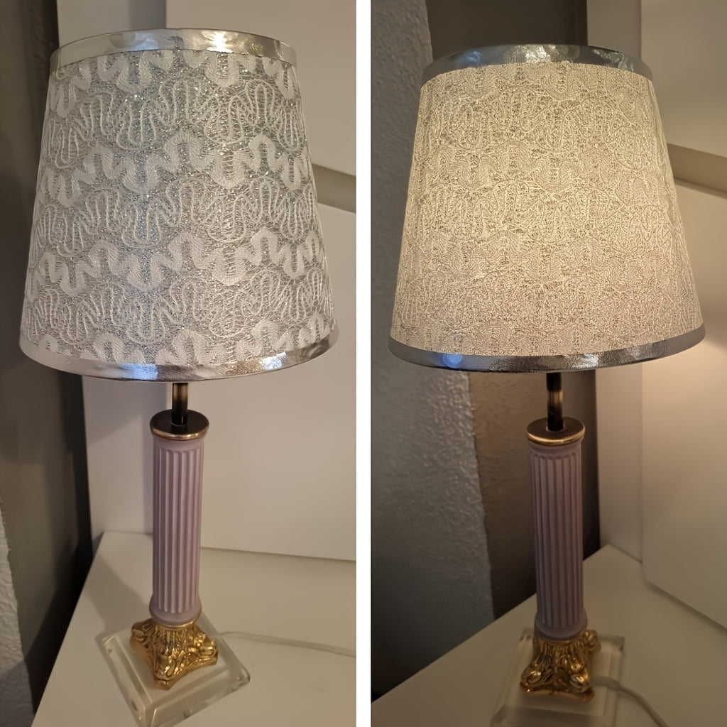 Lot de 2 abat-jour à motif argenté ondulé et liseré, Ø 22 cm