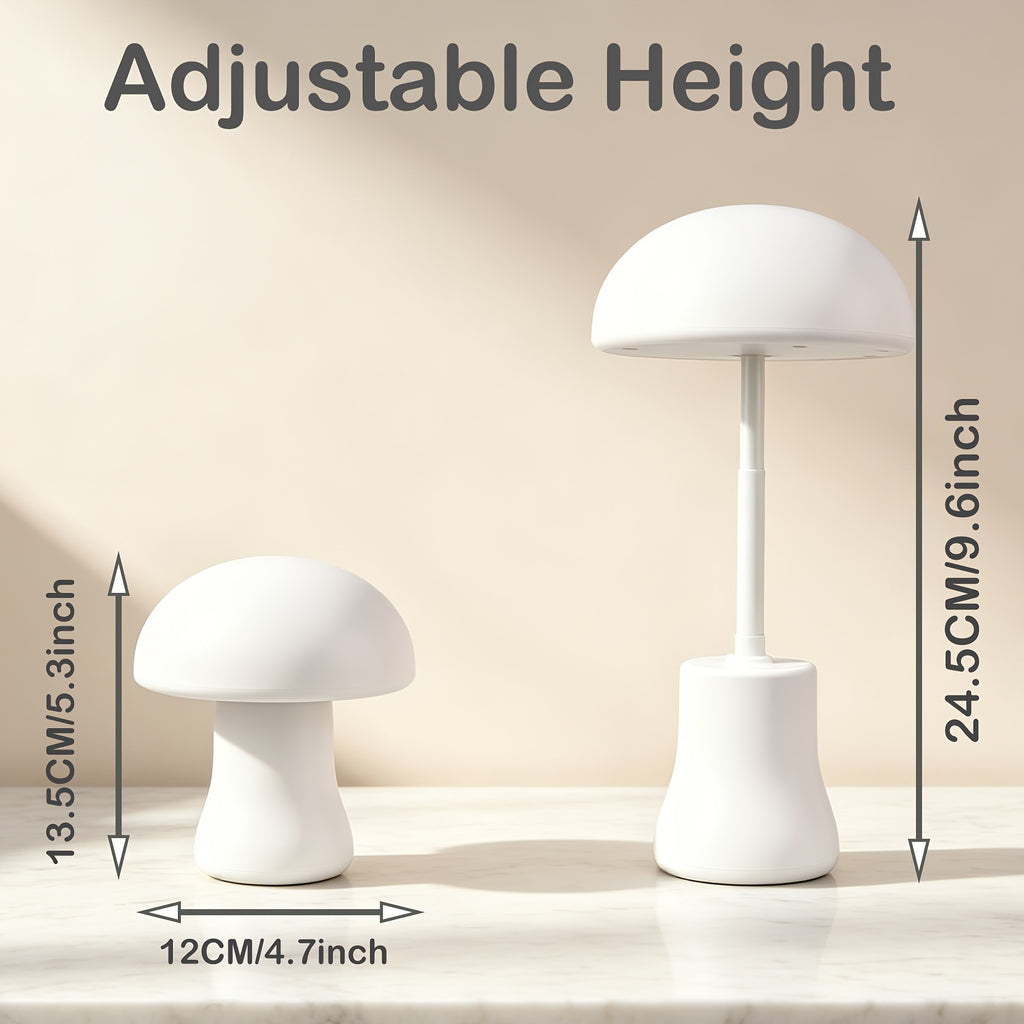 Lampe champignon blanche télescopique sans fil, de 13,5 à 24,5 cm