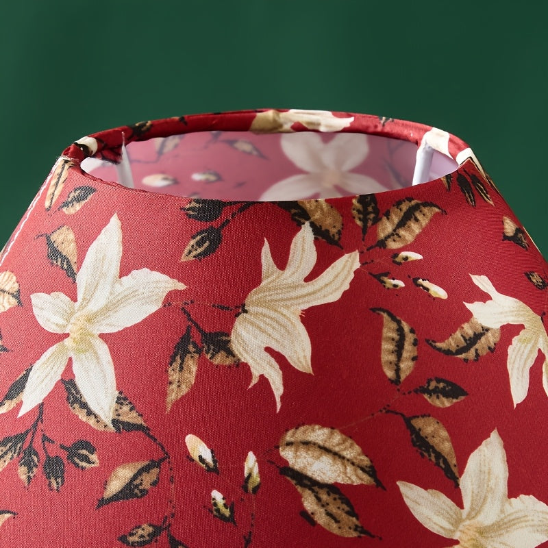 Lot de 2 abat-jour coniques rouges à fleurs crème, Ø 30 cm