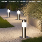 Lampe solaire borne en inox brossé, 27,8 cm, lot de 2 ou 4