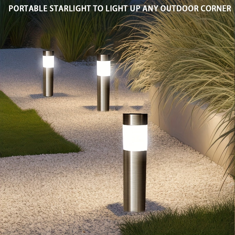 Lampe solaire borne en inox brossé, 27,8 cm, lot de 2 ou 4
