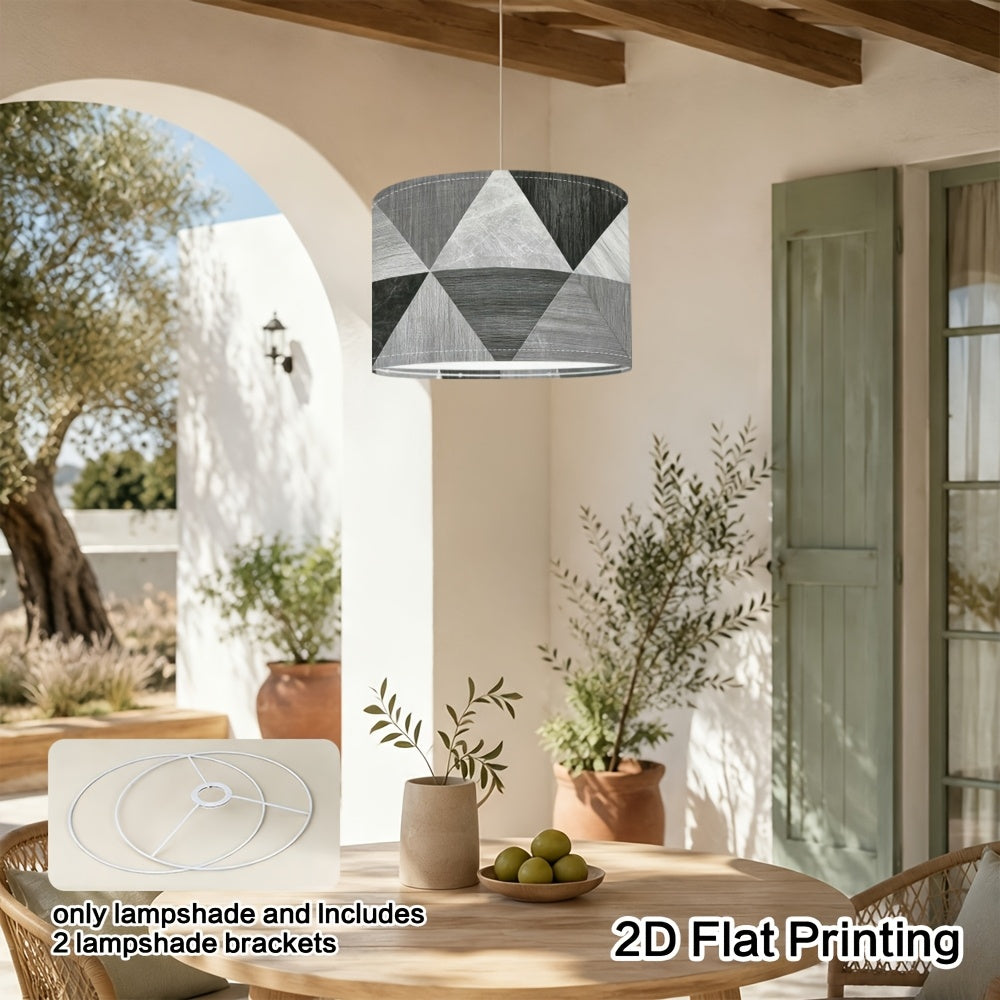 Abat-jour tambour triangles géométriques gris effet bois, Ø 33 cm