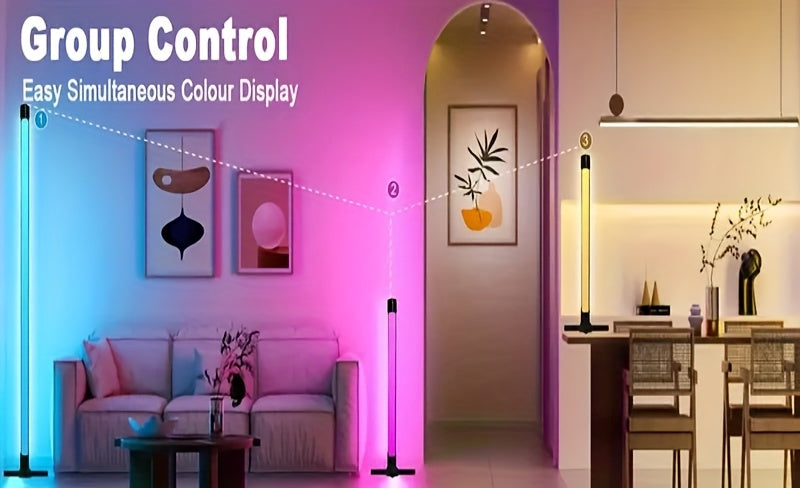 Lampadaire LED RVB 155 cm en aluminium sur trépied, appli