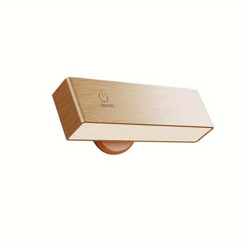 Applique murale bois rotative sans fil, LED rechargeable USB