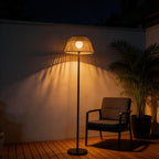 Lampadaire solaire d'extérieur effet rotin, trois hauteurs, IP44