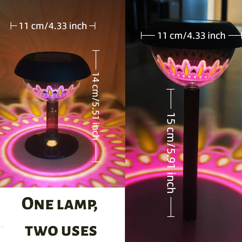 Lot de 4 lampes solaires convertibles à projection mandala rose