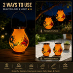 Suspension solaire d'extérieur peinte fleur et papillon, IP44