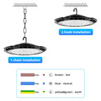Plafonnier LED industriel rond 200 W, Ø 24 cm, lot de 10