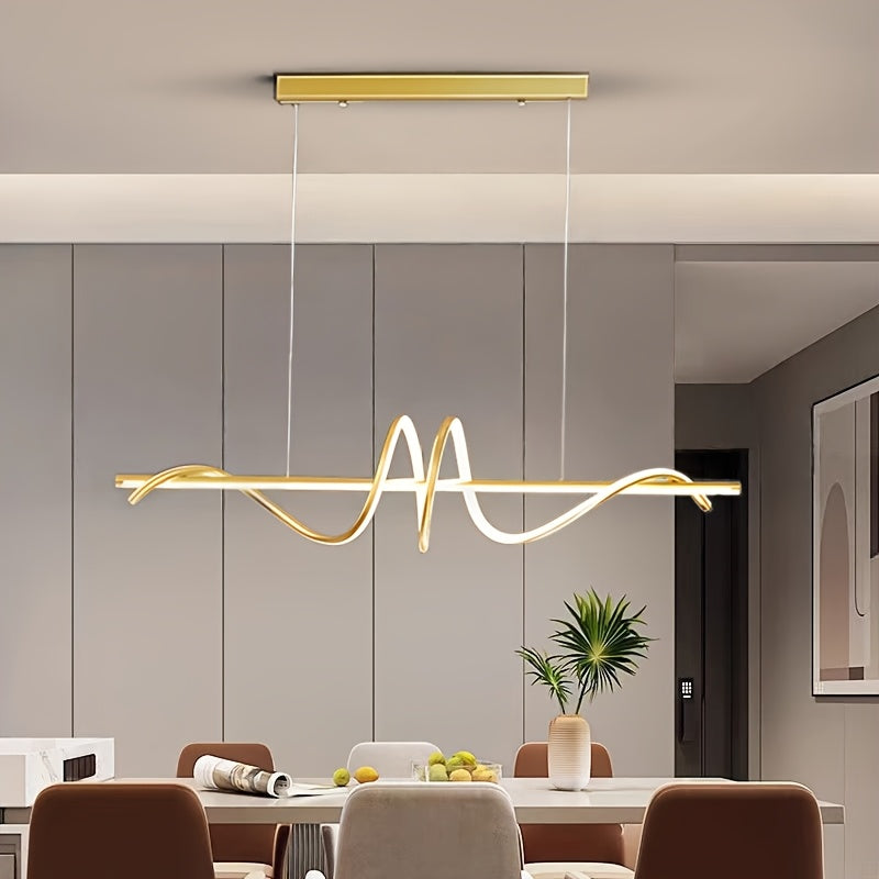 Suspension LED en vague de silicone sur barre de 100 cm, or ou noir