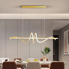 Suspension LED en vague de silicone sur barre de 100 cm, or ou noir