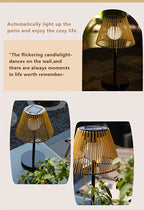 Lampe de table solaire d'extérieur à abat-jour en cordage kaki, IP44