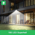 Applique solaire à détecteur, 185 LED blanc froid, lot de 2 à 6