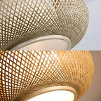 Suspension lanterne en bambou tressé, Ø 40 cm, diffuseur blanc