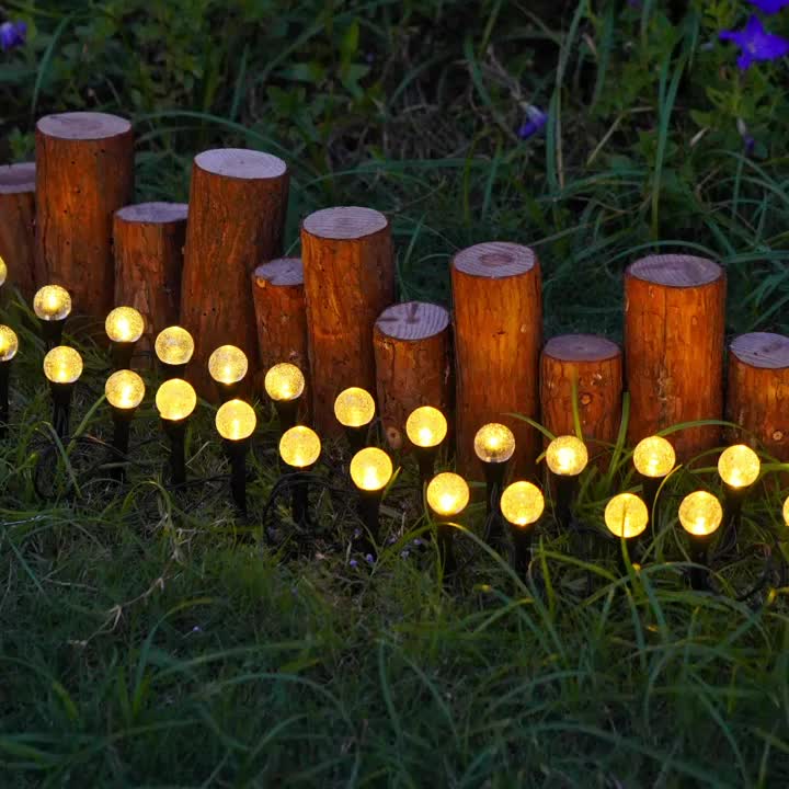 Guirlande solaire de jardin à 30 boules craquelées, 8 modes